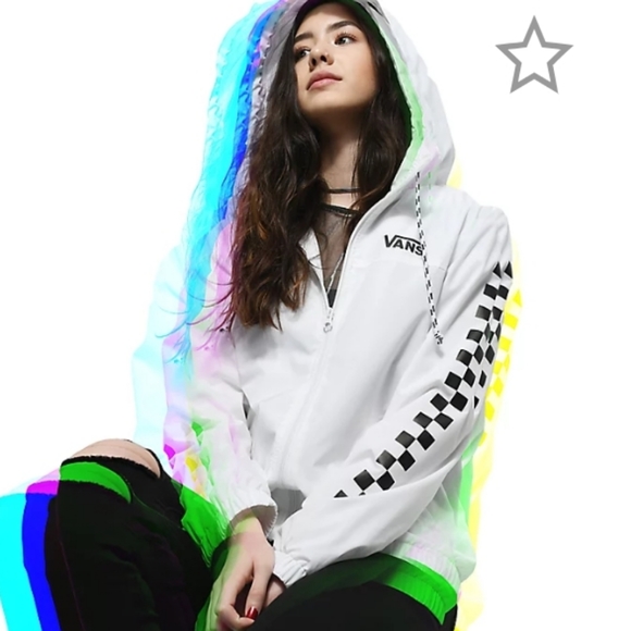 vans kastle ii yellow & checkerboard windbreaker jacket